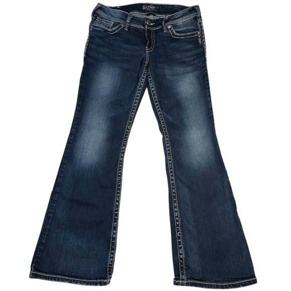 Silver Womens SUKI Blue 30X30 (actual) Flare Leg Jeans With Fading Medium Rise - Picture 2 of 9